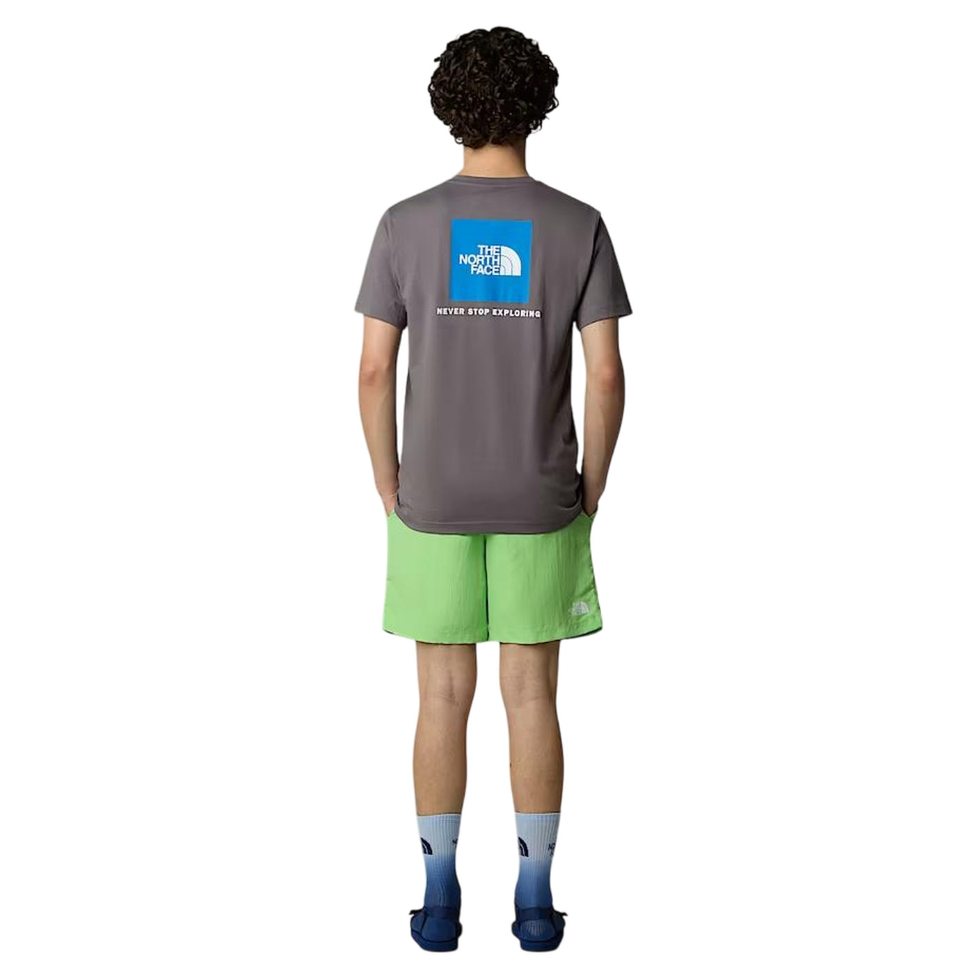 T-Shirt Uomo Grigia con Box sul retro modello intero retro