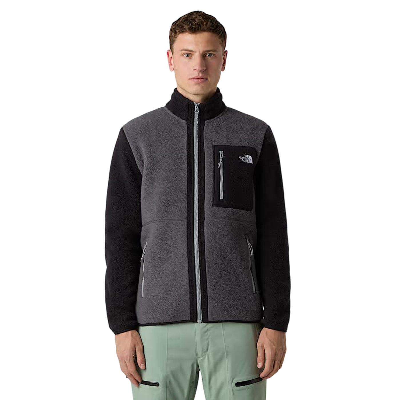 Giacca Uomo bicolore Grigio/Nero, con collo alto e taschino sul petto 