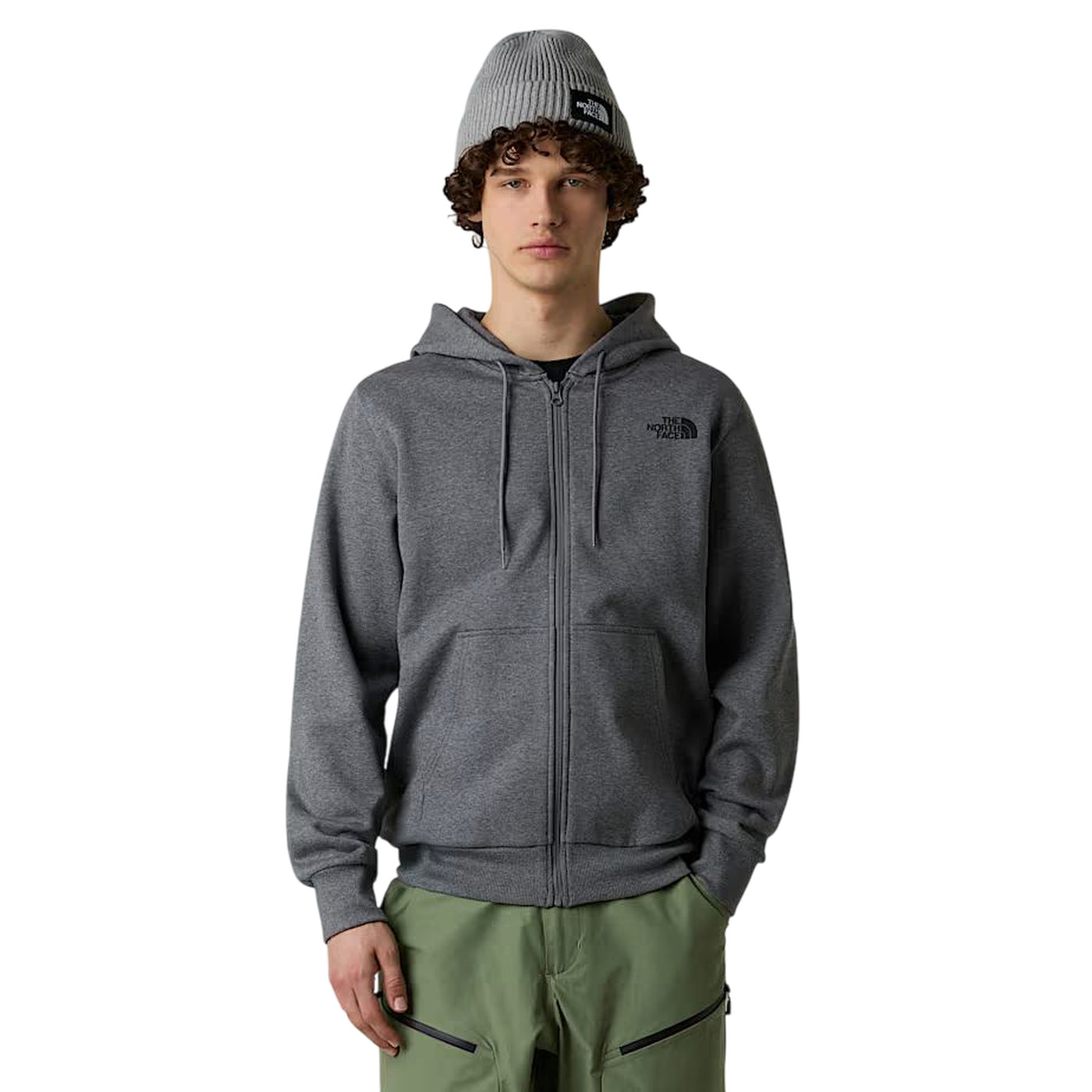 Felpa Uomo Simple Dome Grigia, con zip frontale e cappuccio con coulisse 