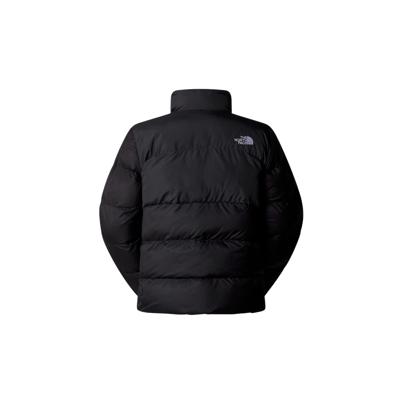 Piumino Donna Nero, con impunture a righe orizzontali e collo alto