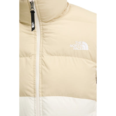 Piumino Donna corto Bianco/Beige, con collo alto e doppio logo