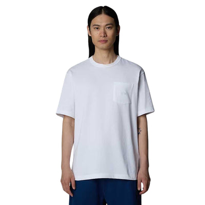T-shirt Uomo con taschino tinta unita bianca modello frontale