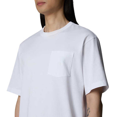 T-shirt Uomo con taschino tinta unita bianca modello frontale ravvicinato