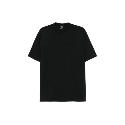 T-shirt Uomo con taschino tinta unita nera frontale