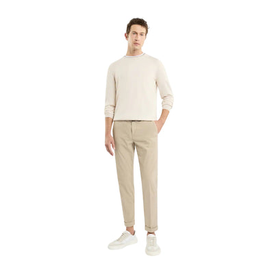 Maglia Uomo Girocollo in Cotone Beige modello frontale intero