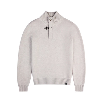 Maglia Uomo Grigia, in lana vergine, con scollatura dotata di gancio