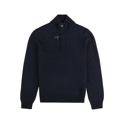 Maglia Uomo in lana vergine, con scollatura dotata di gancio e toppe sui gomiti