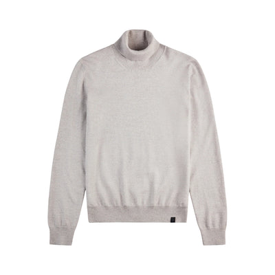 Maglia Uomo dolcevita, in lana rasata Grigia, con etichetta sul fondo 