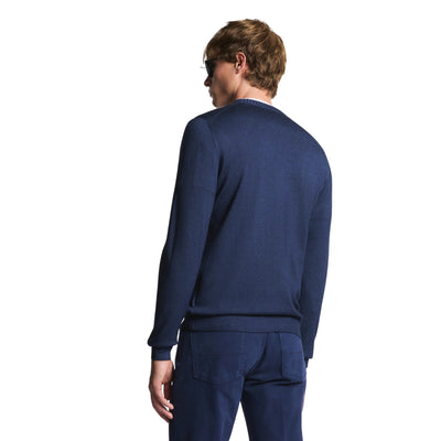 Maglia Uomo girocollo, in lana rasata, con bordi a costine