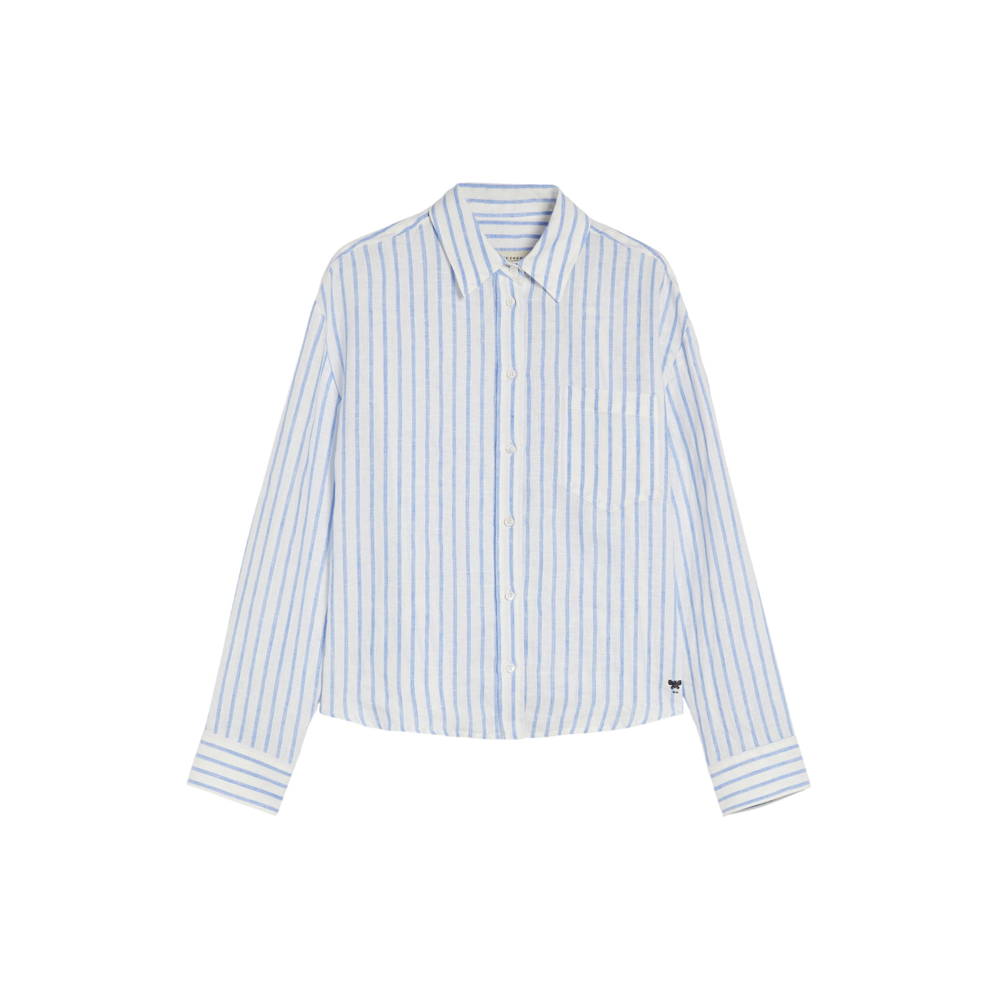 Camicia Donna in lino a righe azzurro