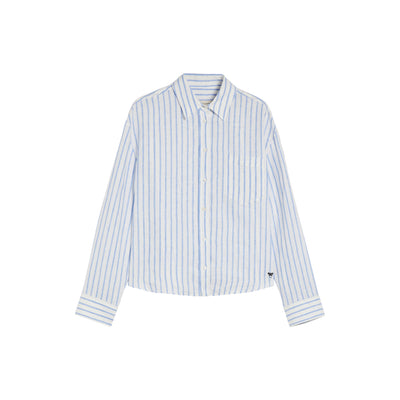 Camicia Donna in lino a righe azzurro