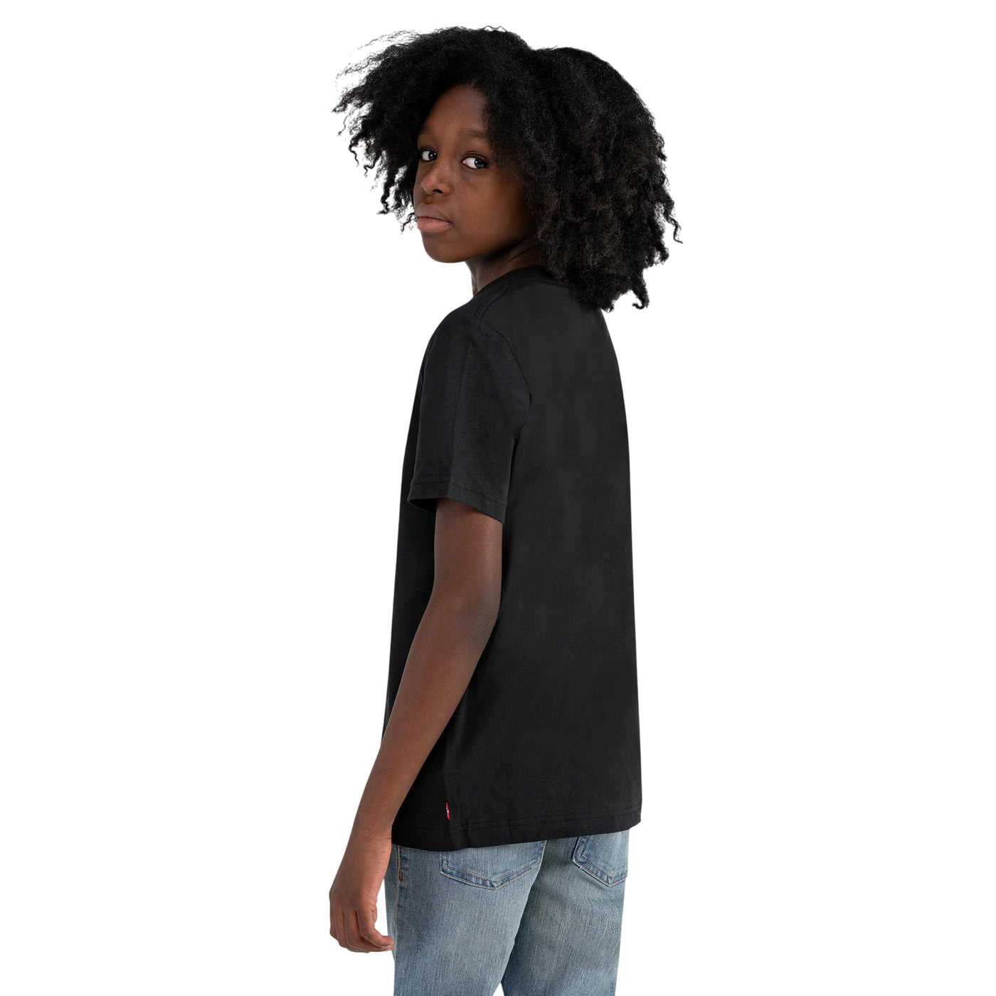 T-shirt Junior Nera, a mezza manica con micro logo sul petto