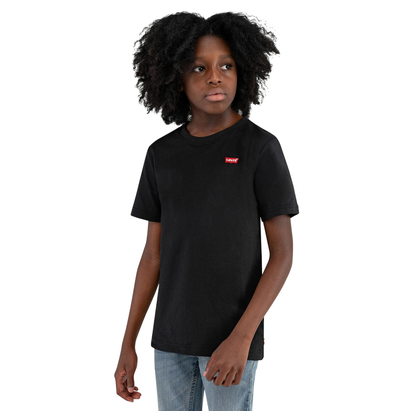 T-shirt Junior Nera, a mezza manica con micro logo sul petto