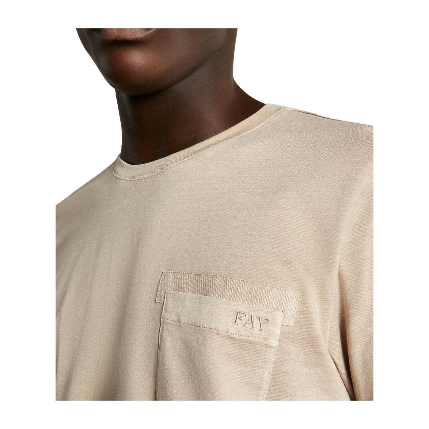 T-shirt Uomo con tasca sul petto Beige detttaglio