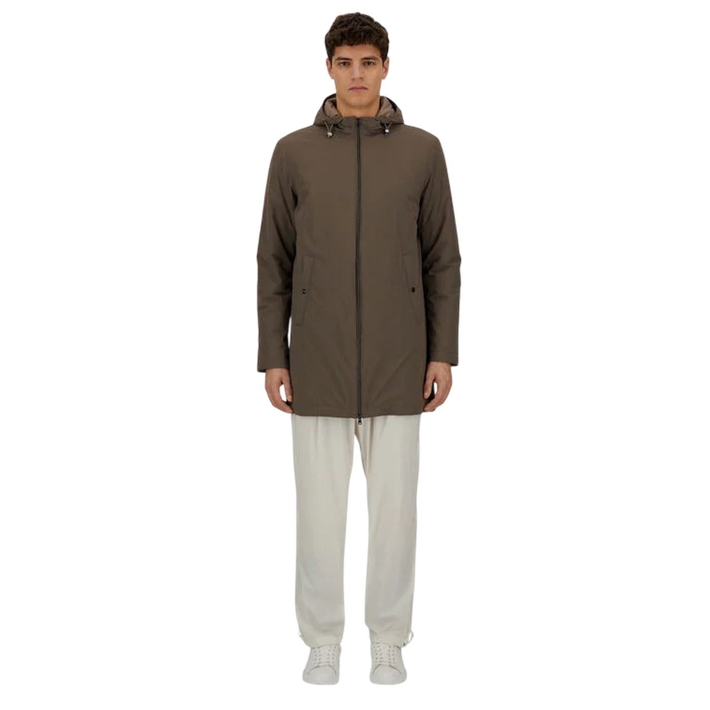 Parka Uomo con cappuccio Marrone modello retro