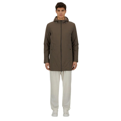 Parka Uomo con cappuccio Marrone modello retro