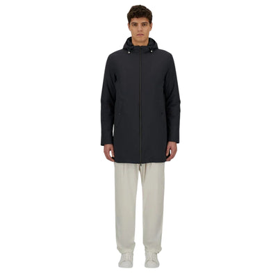 Parka Uomo con cappuccio Blu scuro modello frontale
