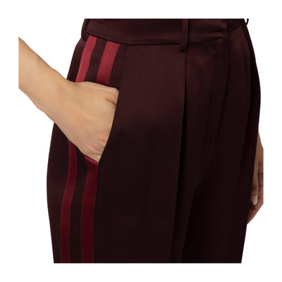 Pantalone Donna in misto viscosa Bordeaux, con cerniera e clip