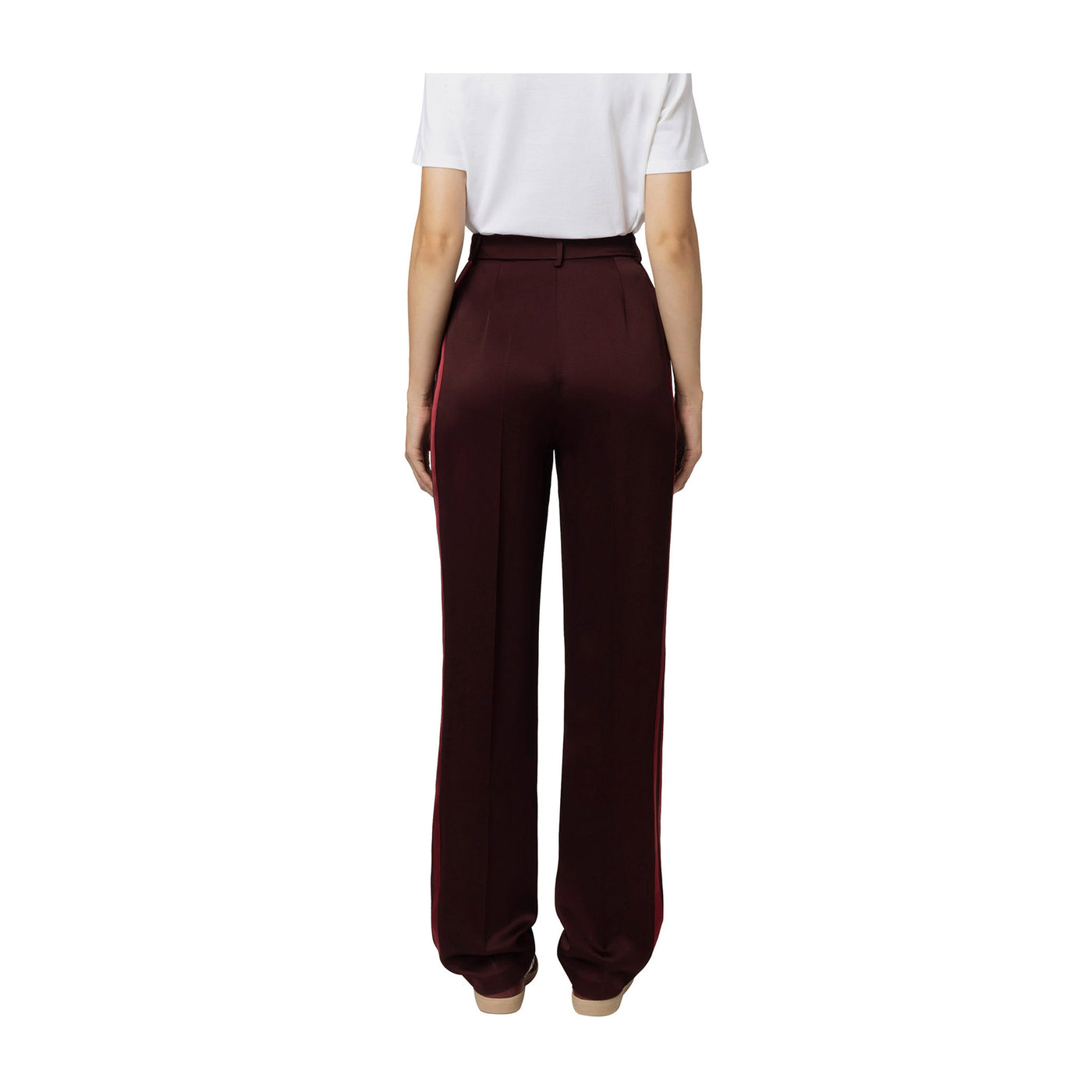 Pantalone Donna in misto viscosa Bordeaux, con cerniera e clip