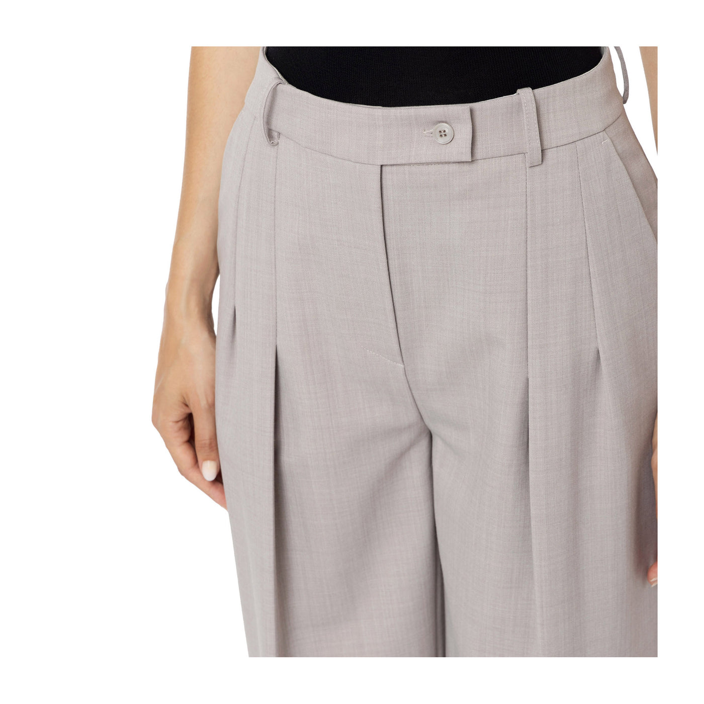 Pantalone Donna Grigio in misto lana con zip e clip