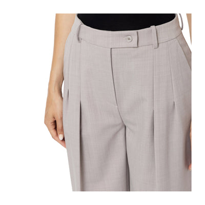 Pantalone Donna Grigio in misto lana con zip e clip