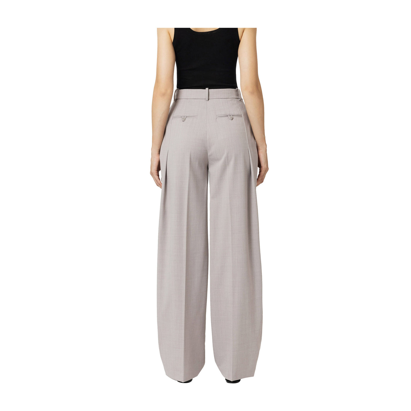 Pantalone Donna Grigio in misto lana con zip e clip