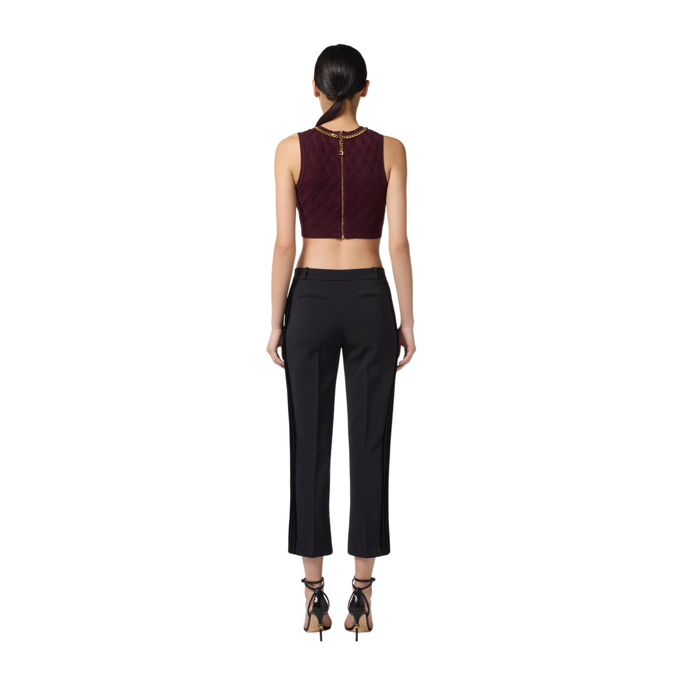 Pantaloni Donna in crêpe con dettagli smoking modella retro