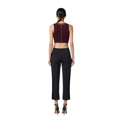 Pantaloni Donna in crêpe con dettagli smoking modella retro