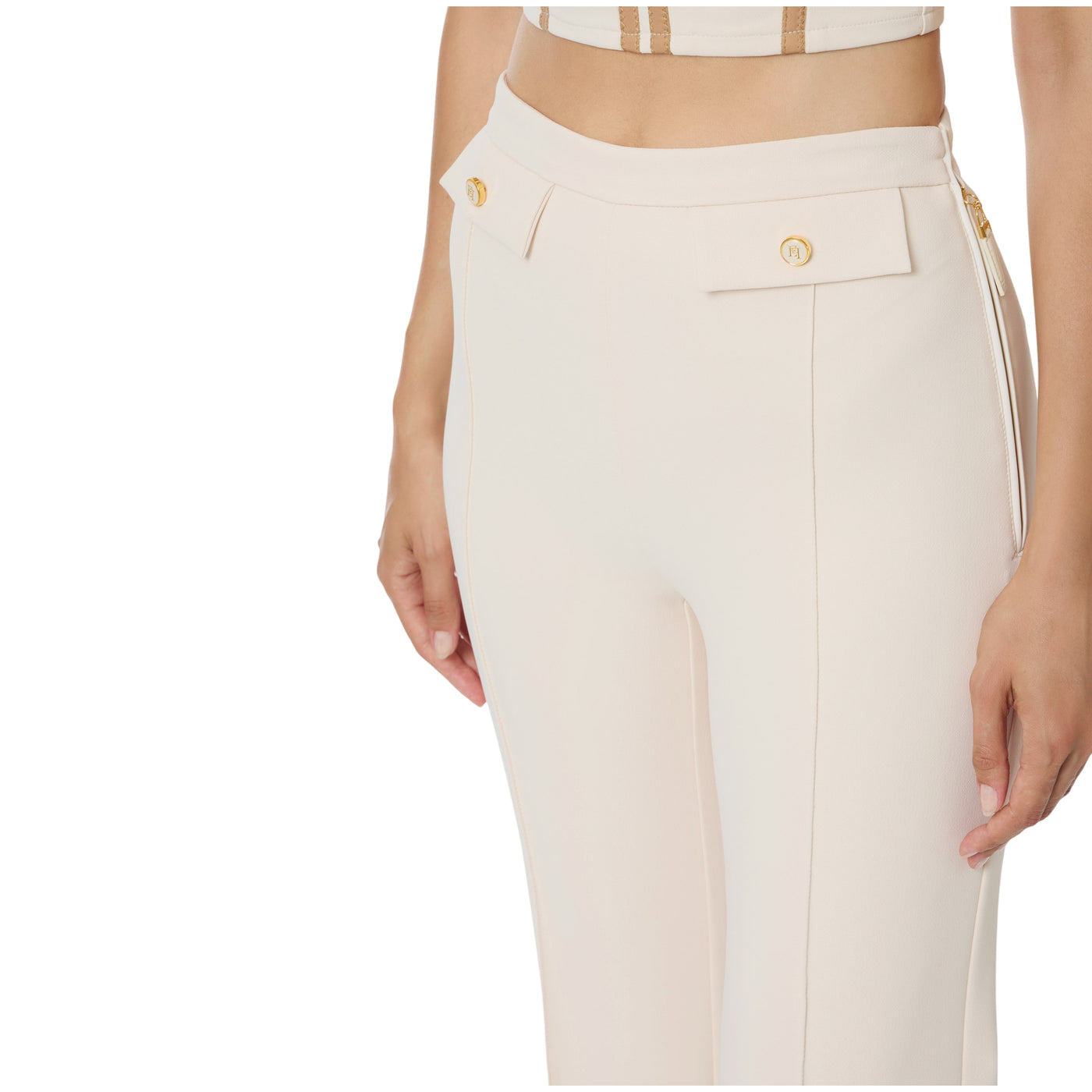 Pantaloni Donna a palazzo in doppio crêpe dettaglio