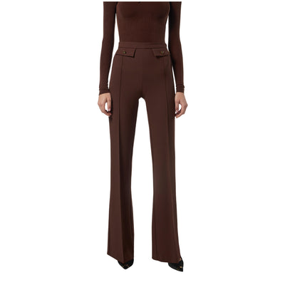 Pantaloni Donna a palazzo marrone modella frontale