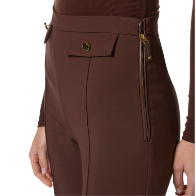 Pantaloni Donna a palazzo marrone dettaglio