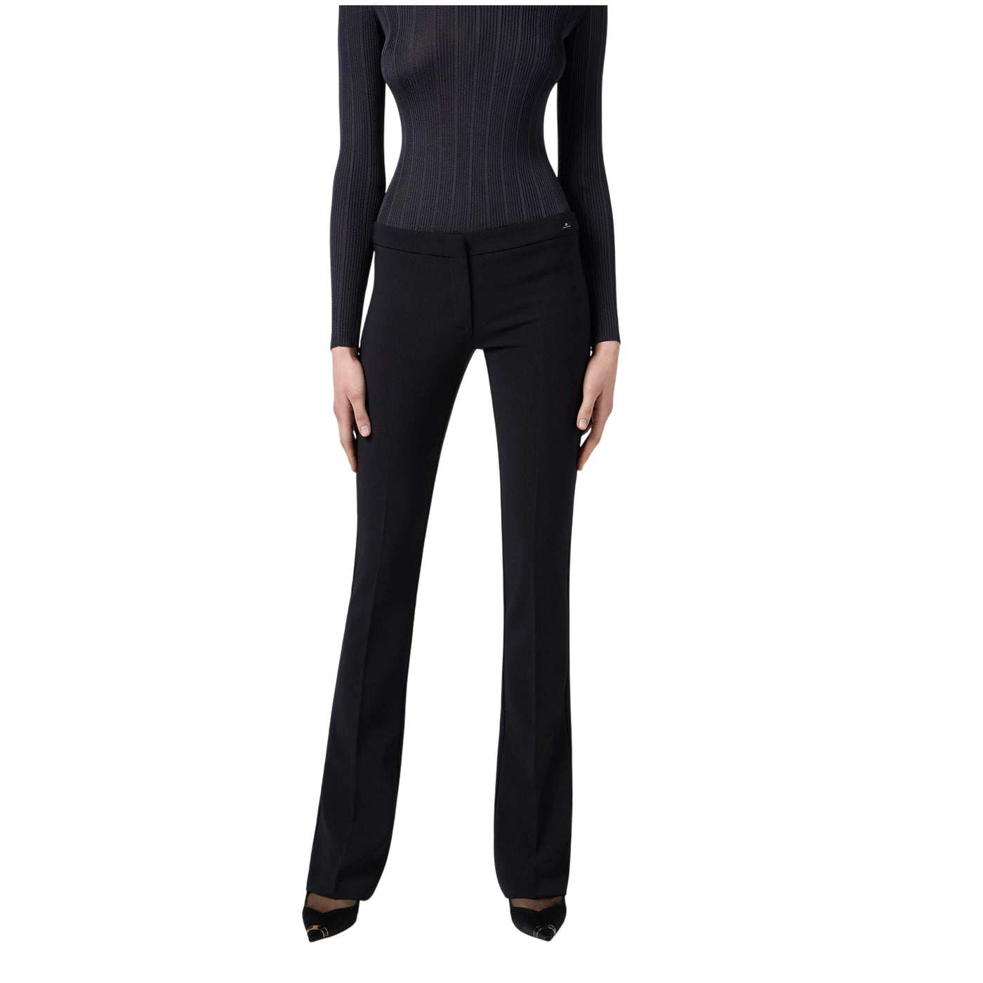 Pantaloni Donna in crêpe leggero Nero modella frontale