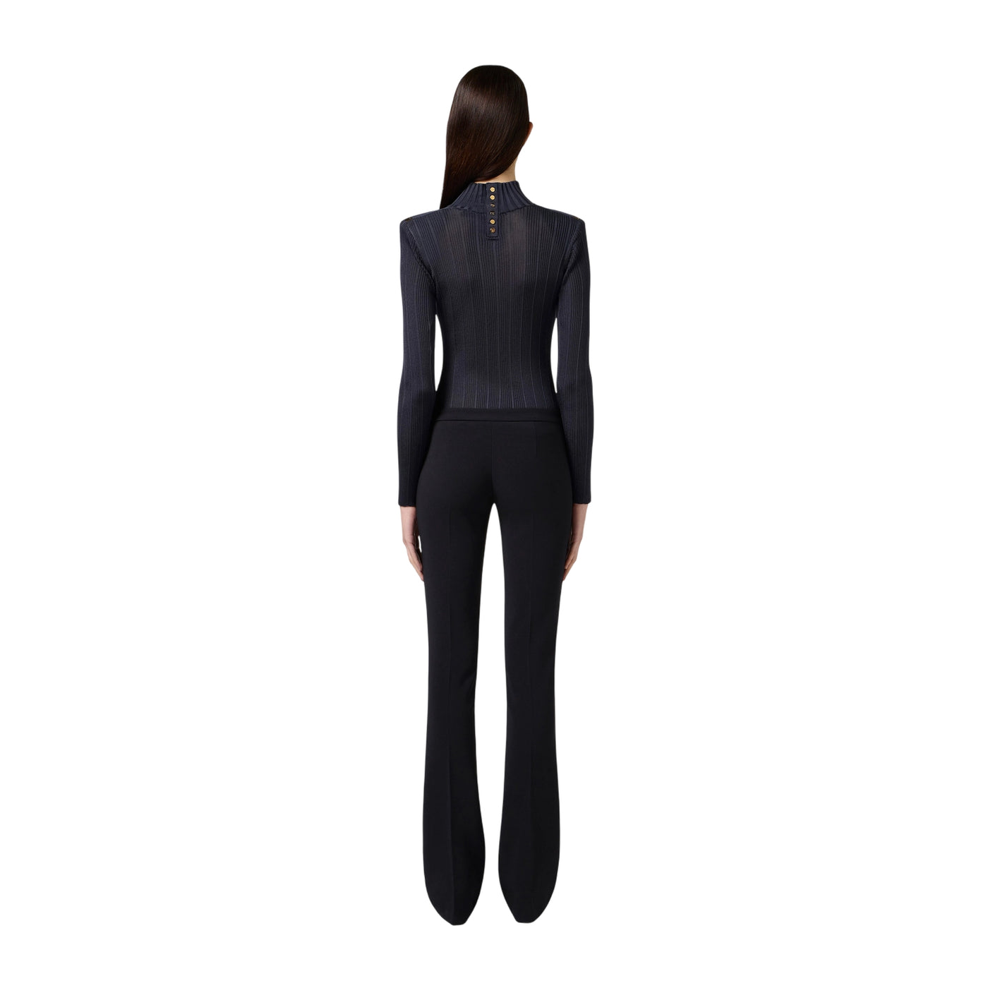 Pantaloni Donna in crêpe leggero Nero modella retro