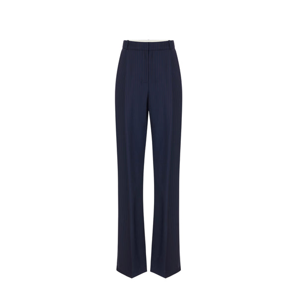 Pantalone Donna con pinces e righe gessate