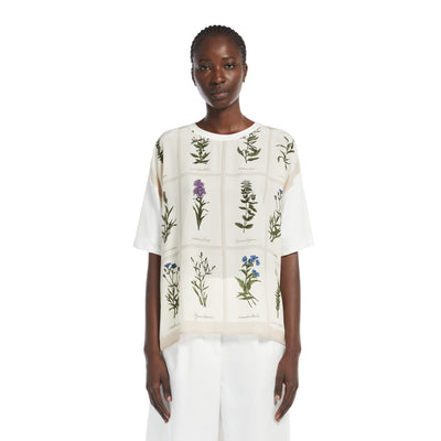 T-shirt Donna con stampa fiori davanti modella frontale