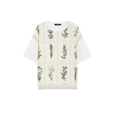 T-shirt Donna con stampa fiori davanti
