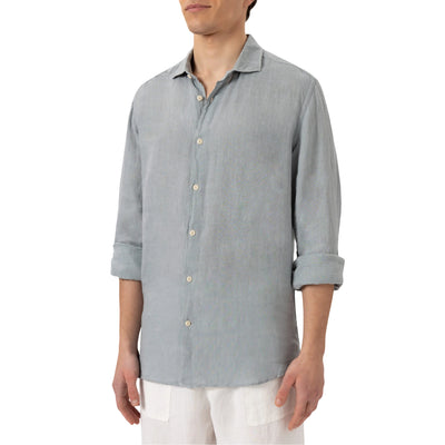 Camicia Uomo Pamplona in lino grigio modello frontale