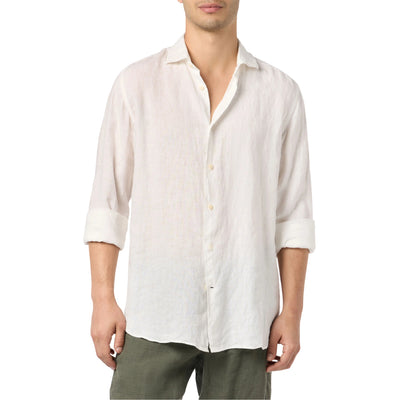 Camicia Uomo Pamplona in lino bianco modello frontale