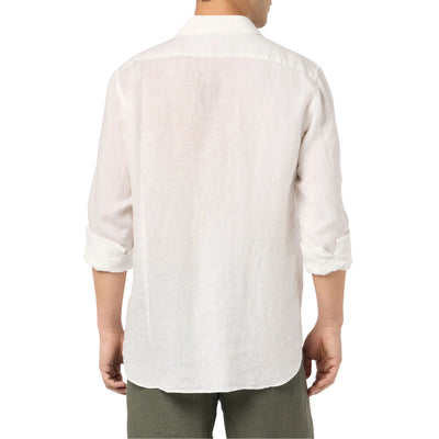 Camicia Uomo Pamplona in lino bianco modello retro