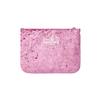 Retro Pochette in ciniglia rosa con tracolla rimovibile