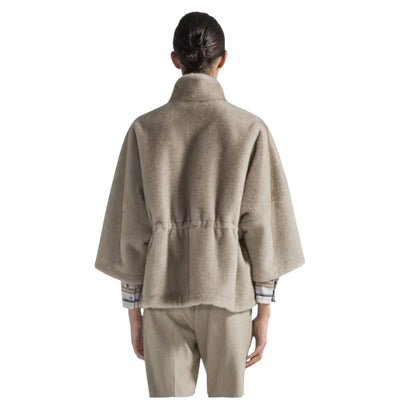 Cappotto Donna in ecopelliccia con bottoni modella retro