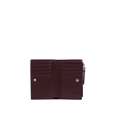 Portafoglio Donna in pelle martellata bordeaux interno