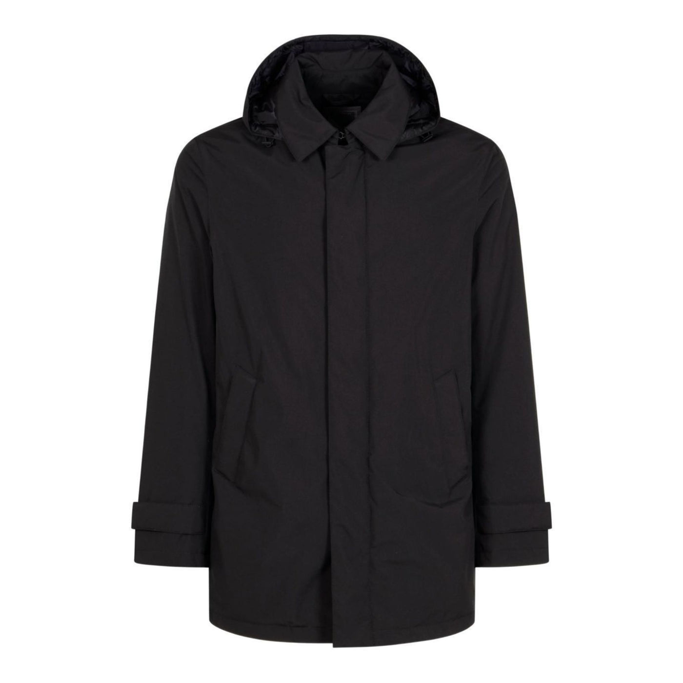 Cappotto Uomo idrorepellente, con colletto a camicia e cappuccio rimovibile
