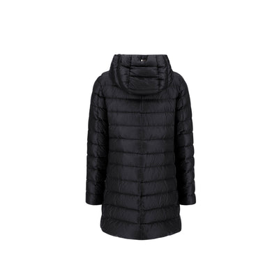Piumino Donna lungo in nylon ultralight nero retro