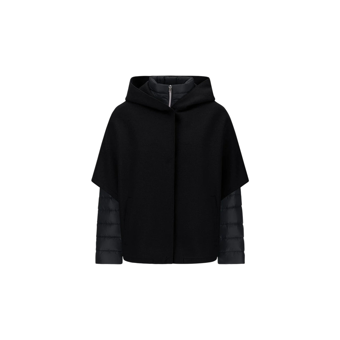 Giubbino Donna in nylon con cappa in lana Nero