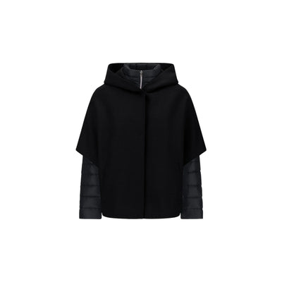 Giubbino Donna in nylon con cappa in lana Nero