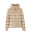 Piumino Donna Beige, con ampio collo e bottoni