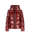 Piumino Donna Bordeaux con collo ampio e zip frontale 