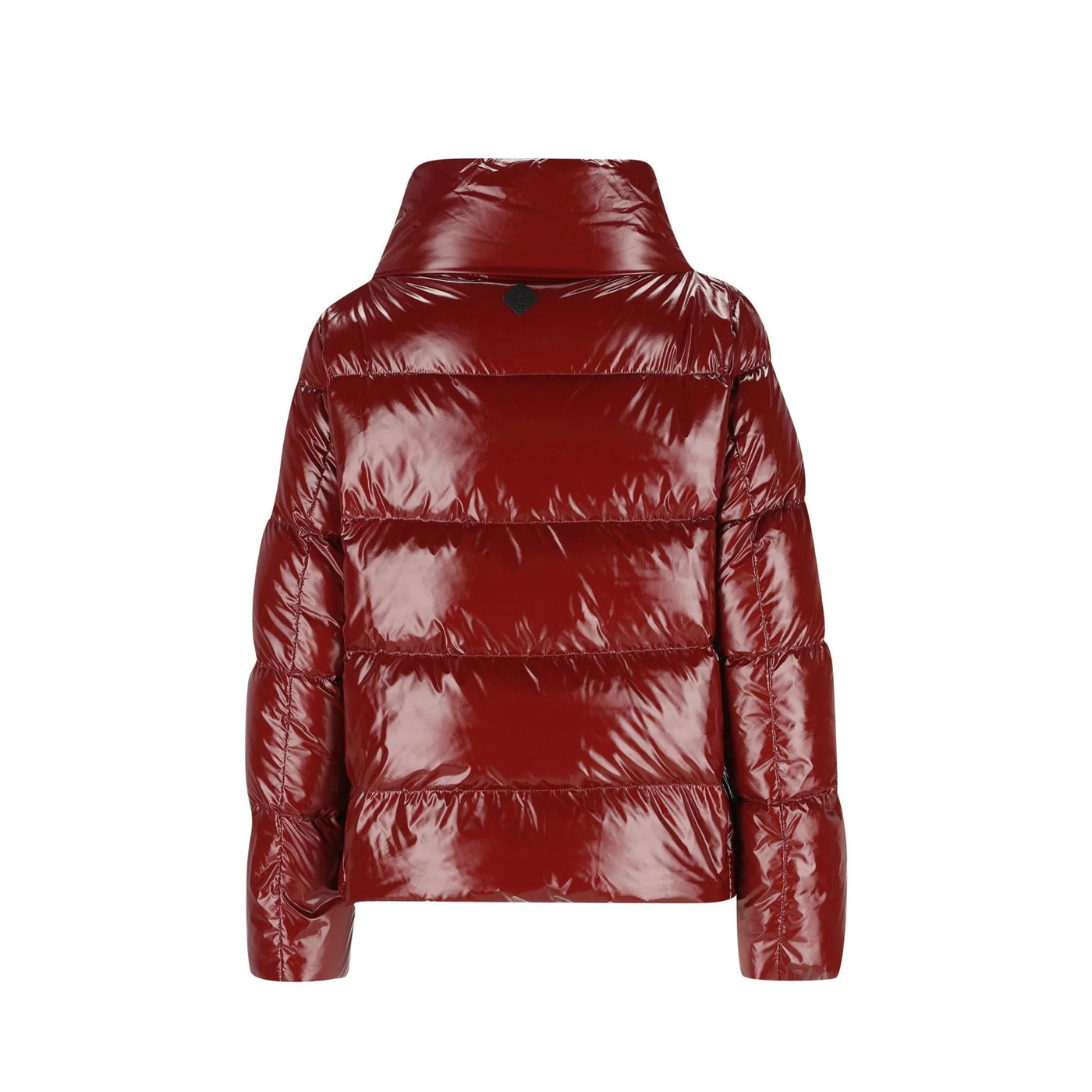 Piumino Donna Bordeaux con collo ampio e zip frontale 