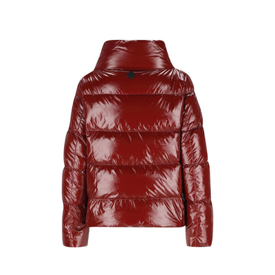 Piumino Donna Bordeaux con collo ampio e zip frontale 